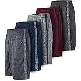 5 Pack: Men's Dry-Fit Sweat Resistant Active Athletic Performance Shorts