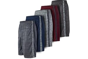 ESSENTIAL ELEMENTS 5 Pack: Men's Dry-Fit Sweat Resistant Active Athletic Performance Shorts