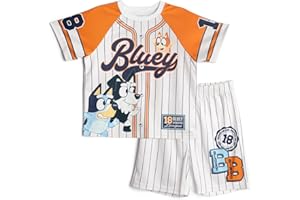 Bluey Athletic Mesh Baseball Jersey T-Shirt and Shorts Outfit Set Infant to Big Kid Sizes (12 Months - 10-12)