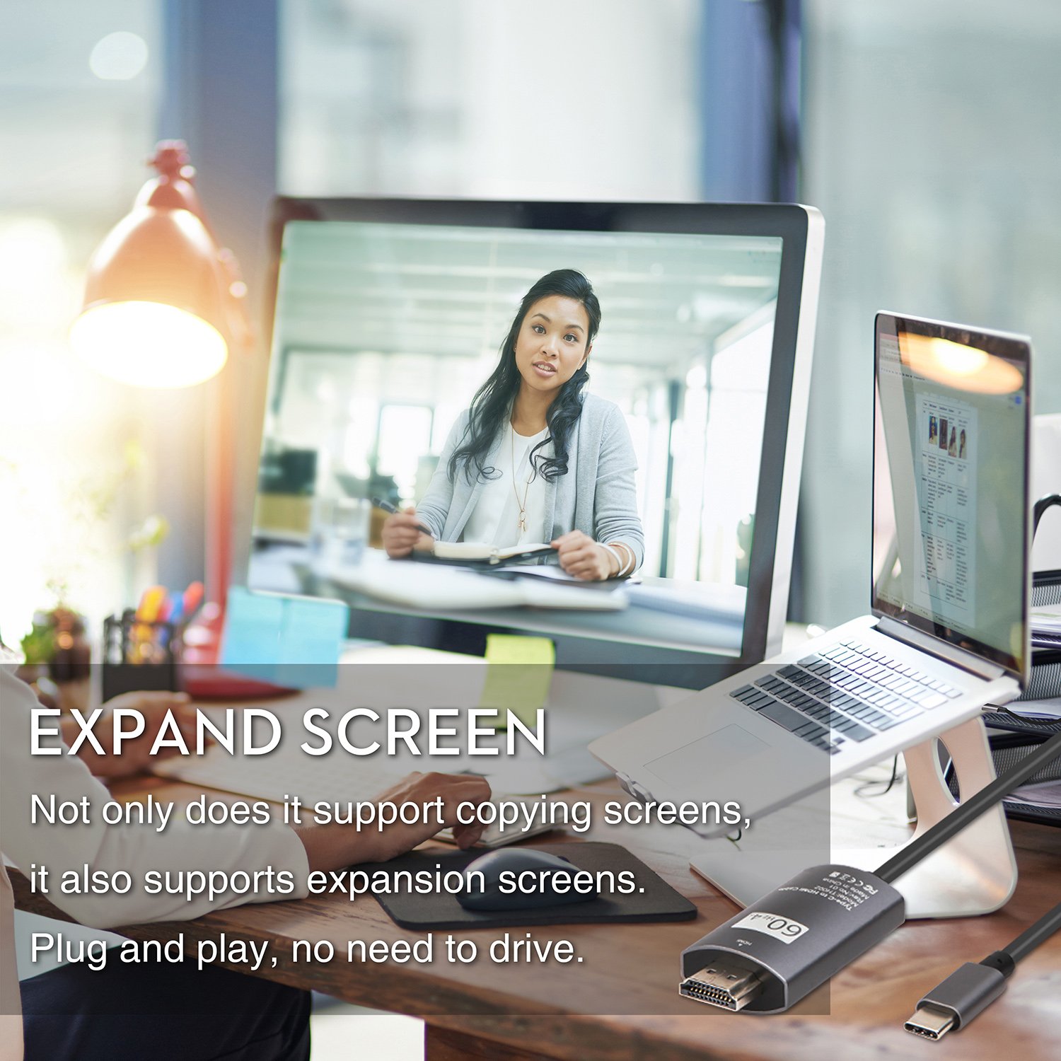 Cable USB C a HDMI 3D 4K*2K@60Hz, Cable USB 3.1 Tipo C a HDMI (Thunderbolt 3 Compatibles ) para 2017/2016 MacBook Pro, DELL Book, Galaxy Note 8/S8/S8 Plus, Huawei Mate 10 /10 Pro -2m (Plug & Play)