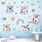 SHUCHING DIY Unicorn Wall Sticker Peel and Stick, Vinyl Rainbow Wall Decal, Wall Decor for Girls Bedroom Baby Nursery Playroom