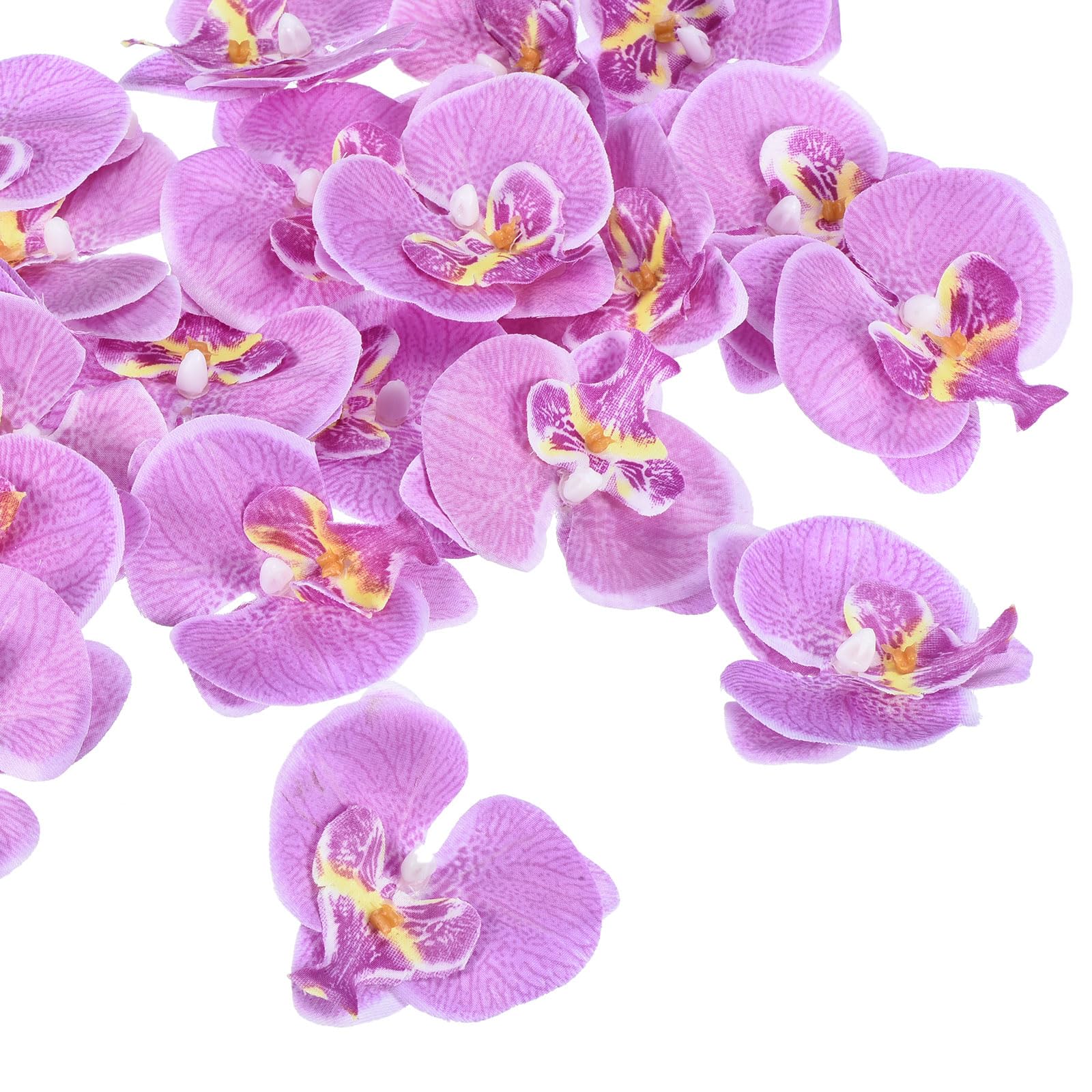 PATIKIL 7cm/2.8" Artificial Orchid Flower Heads, 20 Pack Silk Phalaenopsis Fake Butterfly Orchid Heads for Wedding Floral Bouquet Decor DIY Craft Making, Light Purple