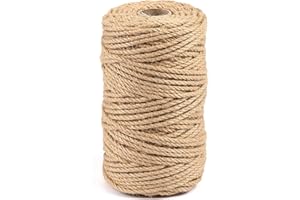 JIUXQT 197Ft 5mm Twine String 3ply Thin Ribbon Hemp Twine Jute Rope String Twine Natural Jute Twine String for Crafts DIY Home Picture Gift Wrapping Craft Plant Garden Christmas Handmade Arts Decor