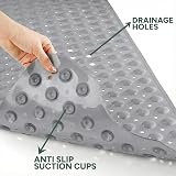 Zuvo Extra Long Bath Mat 100x40cm Grey Non Slip Anti Mould Machine Washable view 6