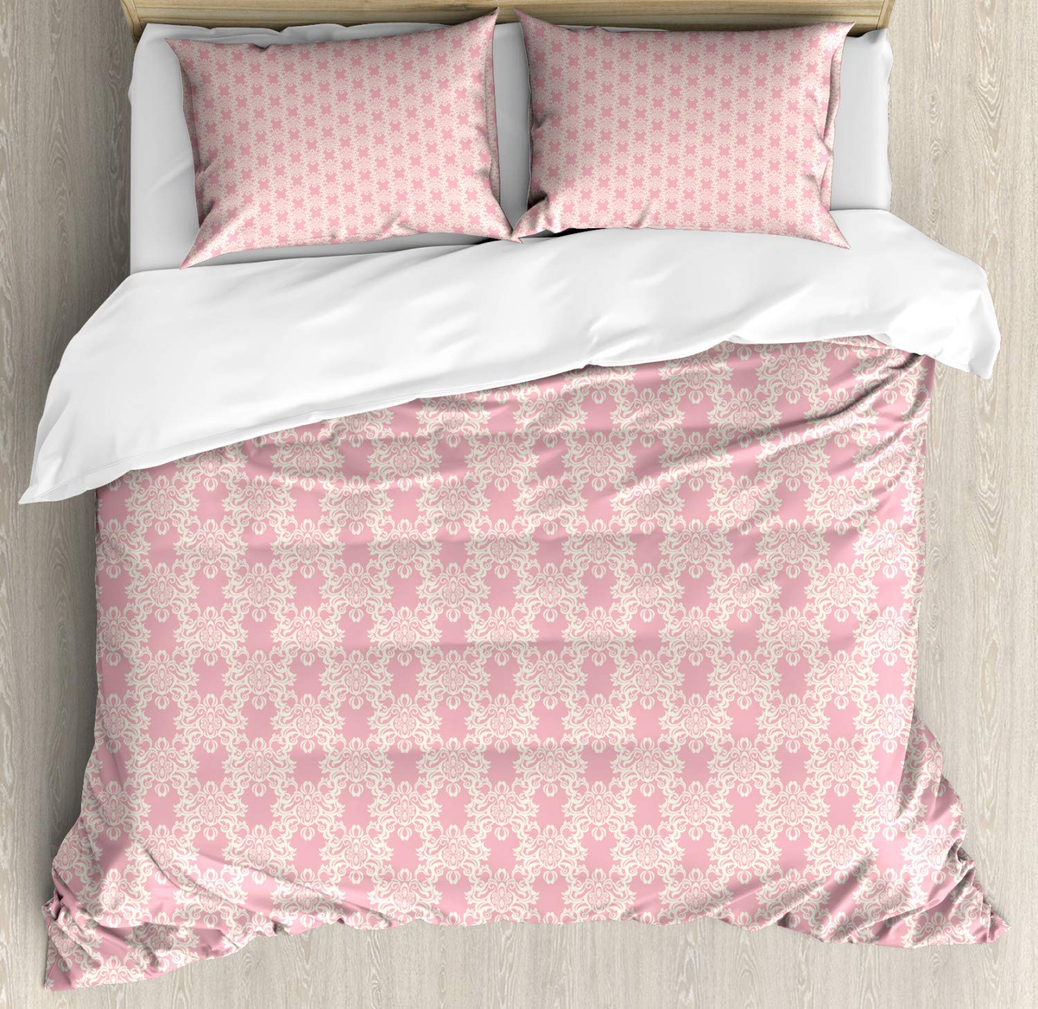 Amazon Com Pink Damask Duvet Cover Set King Size Victorian