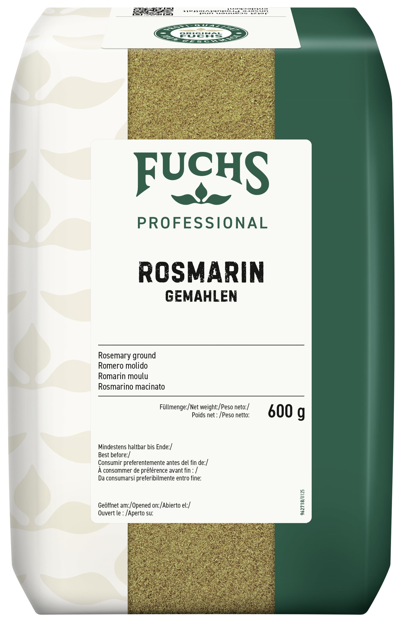 Fuchs Professional - Rosmarin gemahlen | Für Rosmarin-Kartoffeln und Lamm-Gerichte | Profi-Qualität für Großverbraucher | 0,6 kg im recyclebaren Beutel