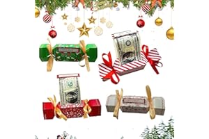 4Pcs Christmas Surprise Money Pull Pouch, Money Box for Cash Gift, Cute DIY Candy Shape Surprise Money Pull Pouch, Christmas 