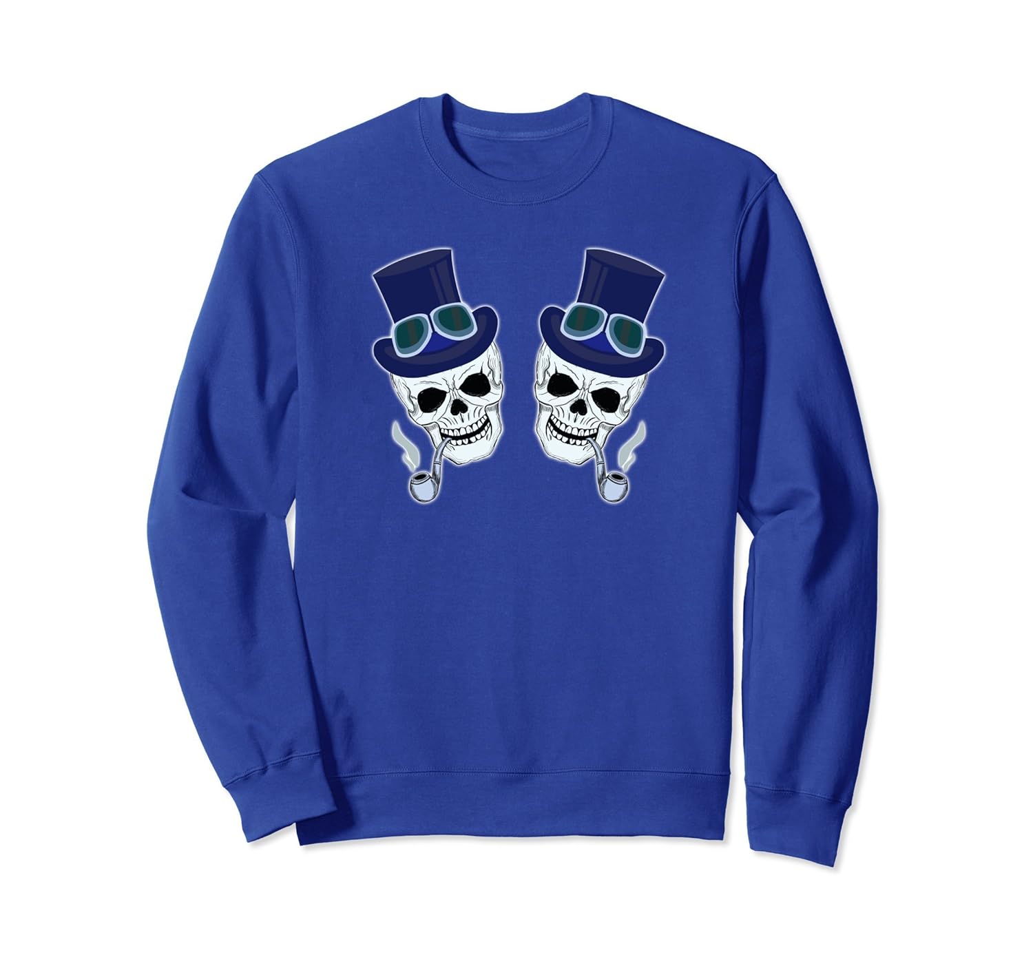 Smoking Blue Skull Twins Tall Hat Goggles Pipes Sweatshirt-ANZ