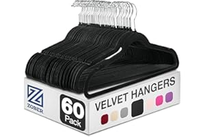 Zober Velvet Hangers - Black for Coats, Pants & Dress Clothes - Non Slip w/ 360 Degree Swivel, Holds up to 10 lbs - Strong Felt Hangers for Clothing
