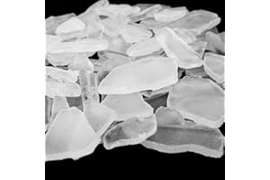 CYS EXCEL Sea Glass 16 Ounces Clear | Multiple Color Choices Crushed Glass Vase Filler | Aquarium Nautical Décor for Art Crafts Flat Frosted Dyed Color Stone