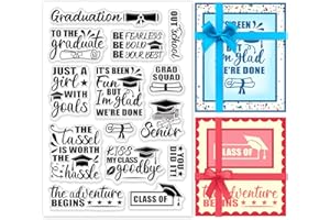PH PandaHall Decorative Clear Stamps Graduation Silicone Stamp Inspiring Words Plastic Stamps Film Frame Transparent Seal Stamps for Gift Photo Album Card Scrapbook Postcard Decoration