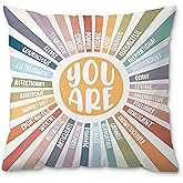 ROXMART Boho Sun Inspirational Pillow Covers 18x18, Positive Affirmations for Kids, You are Motivational Quotes Decorative Pillow Covers for Kids Room Nursery Playroom Classroom