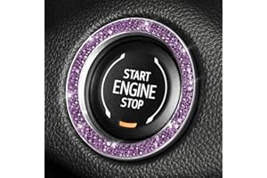ToBeQueen Purple Car Push Start Button Cover Ring Emblem Sticker, Interior Crystal Diamond Rhinestone Engine Start Stop Ring Decoration, Bling Car Accessories for Women