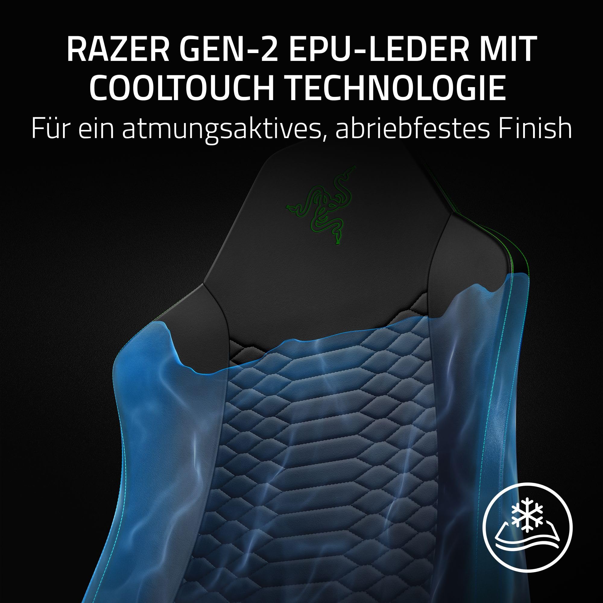 Razer Iskur V2 X NewGen - Ergonomischer Gaming-Stuhl mit atmungsaktivem Gen-2 EPU-Leder mit Cooltouch Technologie - Integrierte Lordosenstütze - Breite Schulterbögen und Sitzfläche | Schwarz 2