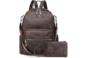 OPAGE Leather Backpack Purse for Women Fashion Ladies Convertible Shoulder Casual Travel Bags With Wristlet