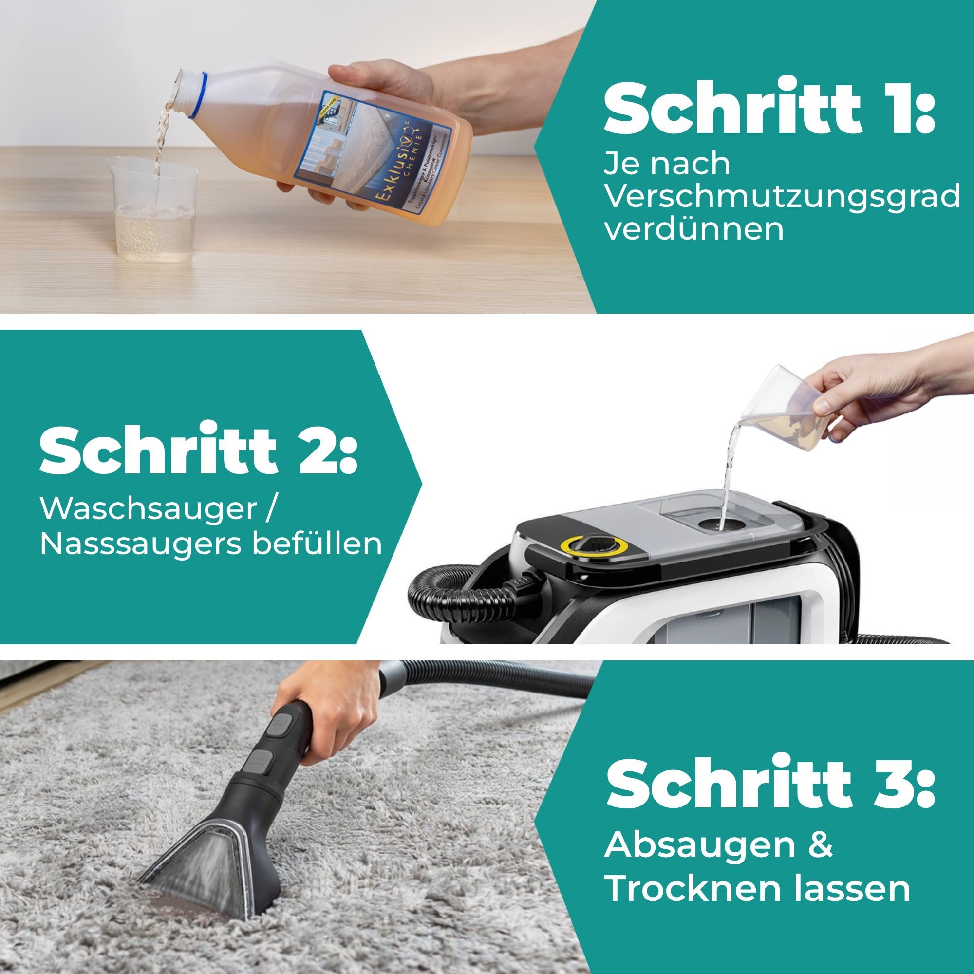Exklusiv Chemie Teppichreiniger & Polsterreiniger Konzentrat 1L 3