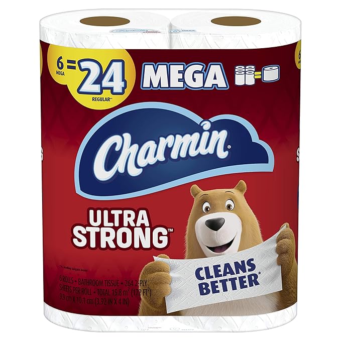 Charmin Ultra Strong Toilet Paper, 6 Mega Rolls = 24 Regular Rolls Grocery