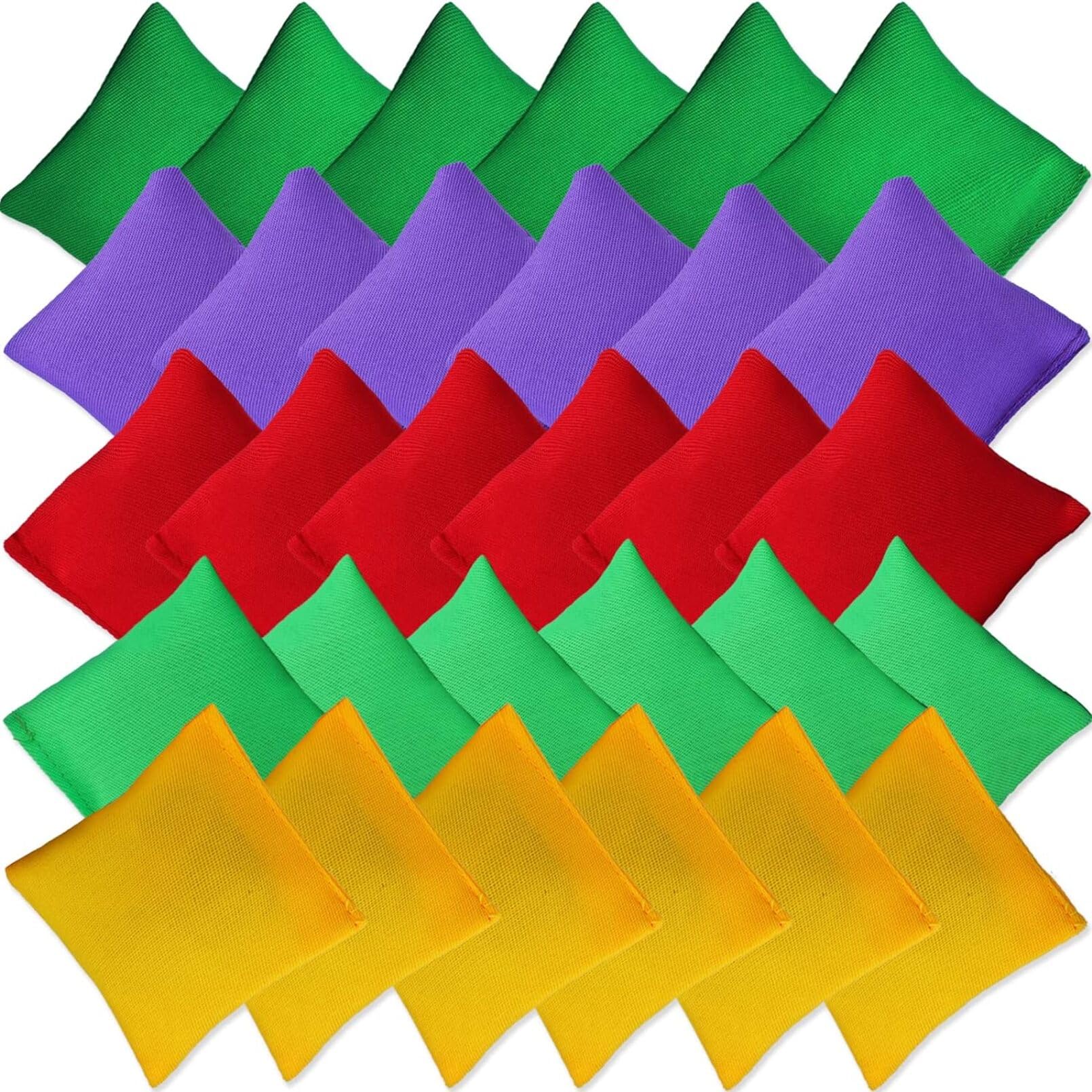 EOGRFW 30pc Multicolor Nylon Ceramic Bean Bags, Traditional Cornhole Toss Game for 2+ Players