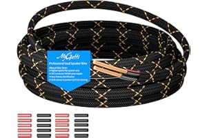 MYGATTI 16/2 Speaker Wire 25 Feet, 16AWG Gauge Speaker Cable, Direct Burial, Durable Nylon Braided, in Wall, 2 Conductors, OFC Oxygen-Free Copper, for Car Audio Stereos, Home Theater, Surround Sound, Radio