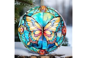 Touber Butterfly Ornament, Christmas Ornament, Christmas Decoration, Holiday Present Idea, Heirloom Keepsake, Round Ceramic, Gift Exchange, Bauble Present, Gift Idea, Butterfly