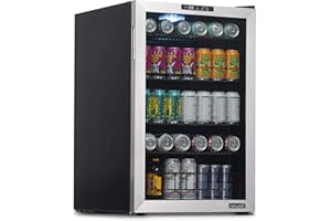 NewAir Beverage Refrigerator 160 Cans, Free Standing Cooler with Glass Door, Cools Down To 37 Degrees, Perfect Beverage Mini Fridge Organizer For Beer, Wine, & Drinks