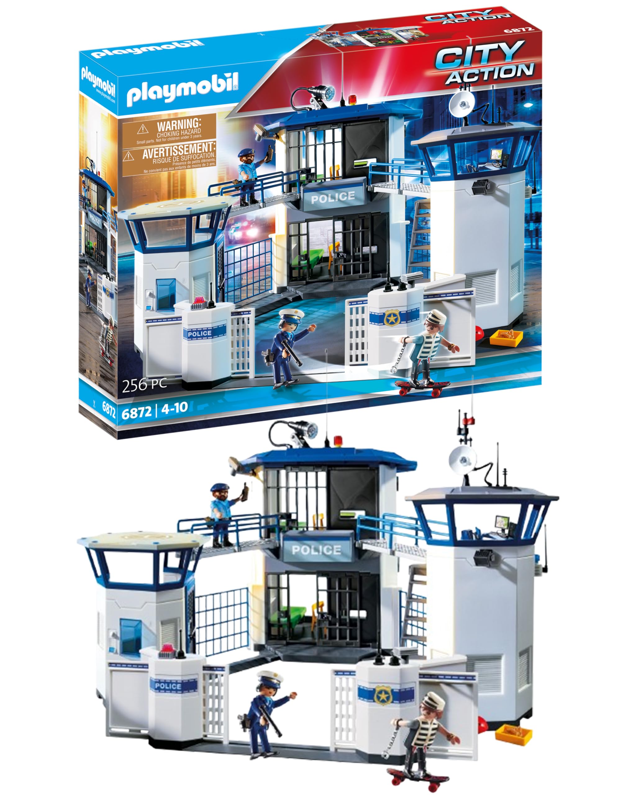 Playmobil 6872 City Action Police Headquarters with Prison, police gifting toy, fun imaginative role-play, playsets suitable for children ages 4+