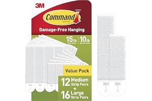 Command 15 & 10 lb Assorted Picture Hanging Strips, 28 Pairs, SIOC | White Picture Hanging Strips, Damage-Free Wall Hangers f