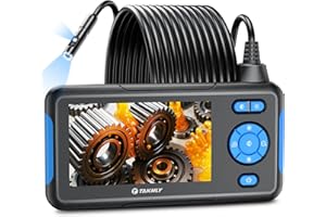 T TAKMLY Industrial Endoscope Borescope Inspection Camera with Light, Dual Lens Snake Drain Bore Scople Digital Cameras 1080P, 4.3 Inch LCD Screen, 16.5FT Semi-Rigid Cable