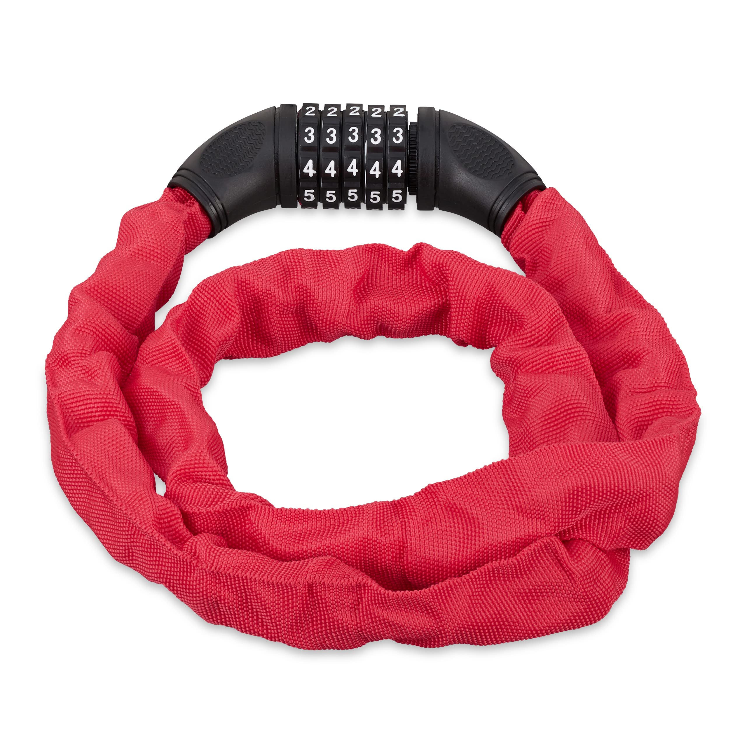 Relaxdays 10026006_47, Red Bikes, 5 Digit Combination Chain for Security, Bicycle Lock, Steel