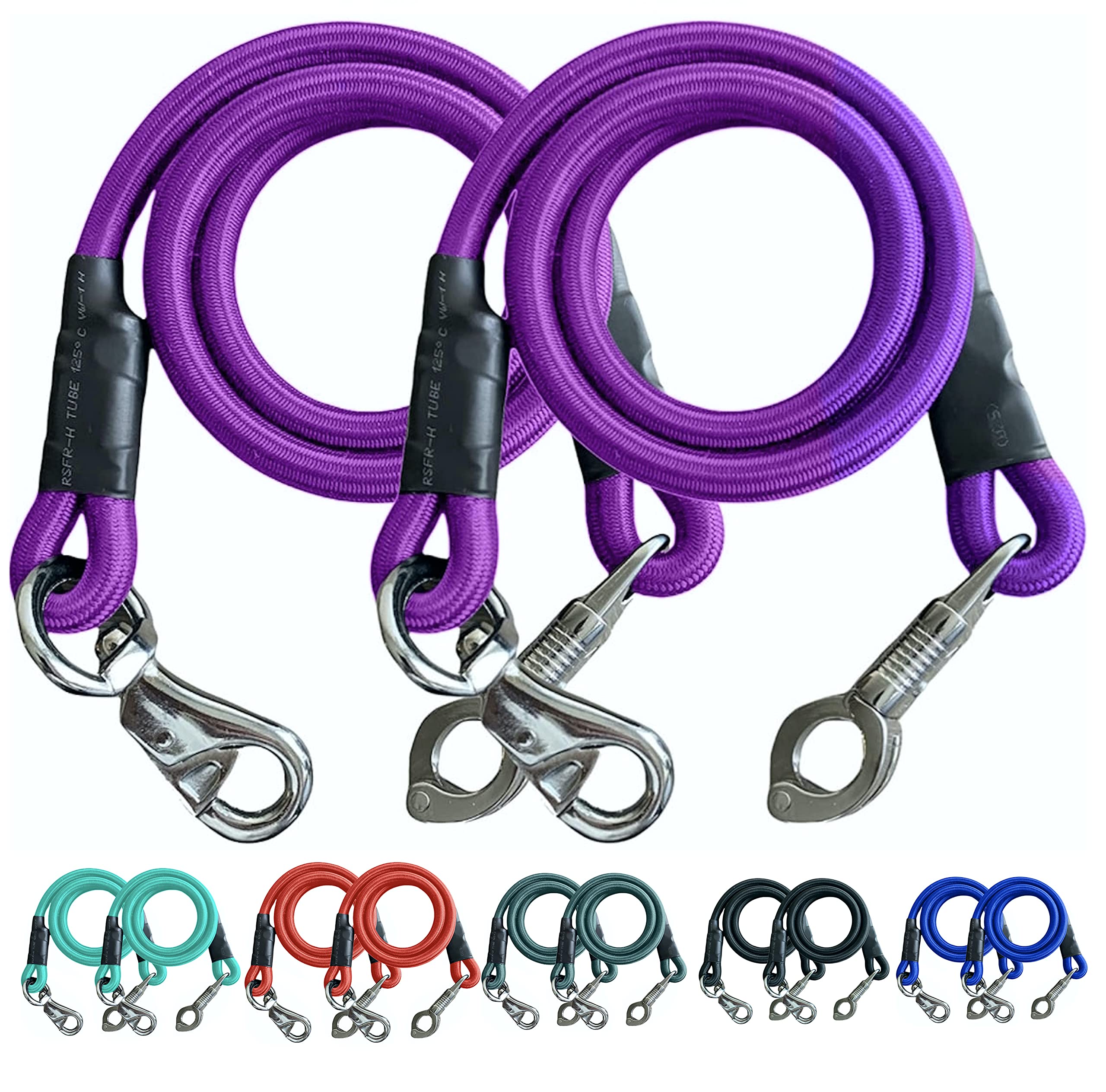 Majestic Ally Pack of 2, Bungee Trailer Tie for Horse Haulage with Panic Snap and Bull Snap (Purple)