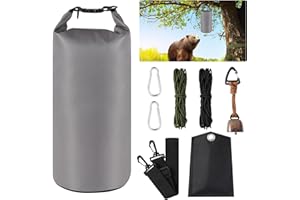 WSFSLJWDW Bear Bag for Camping, Grey Ultralight Food Hanging System Include Waterproof Bear Bag, Nylon Ropes, Carabiner Clip, Bear Bell for Backpacking, Hiking, Outdoor Activity