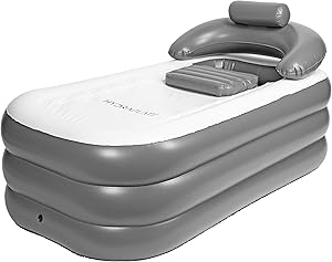 Hydraflate Inflatable Bathtub for Adults & Kids | Portable & Foldable Freestanding Bath for Home or Travel | Mobile Blow Up Spa for Soaking | Single Person Capacity to Compliment Bathroom Shower