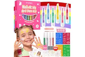 BUNNY BUBBLES Kids Makeup Sets for Girls Nail & Body Art Pens Kits, 27Pcs Washable Temporary Tattoo Pen Sets, Cosmetic Party,Girls Makeup Kits for Ages 3-12 Years,Ideal Winter Gift & Creative Toys