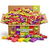 Classic Taffy Candy 5 lb, 280 Wrapped Chewy Fruity Pieces | Approx. 280 Pcs., Bulk Individually Wrapped, Chewy Candy, Apple, Strawberry, Grape, Banana