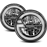 2 Pack 7 inch LED Headlights DRL with Startup Animation Fit for Jeep JK, TJ | Fit for ford Mustang, F-100, Fit for Chevy C10, Turn Signal, Modern LED Upgrade with Reflector Design