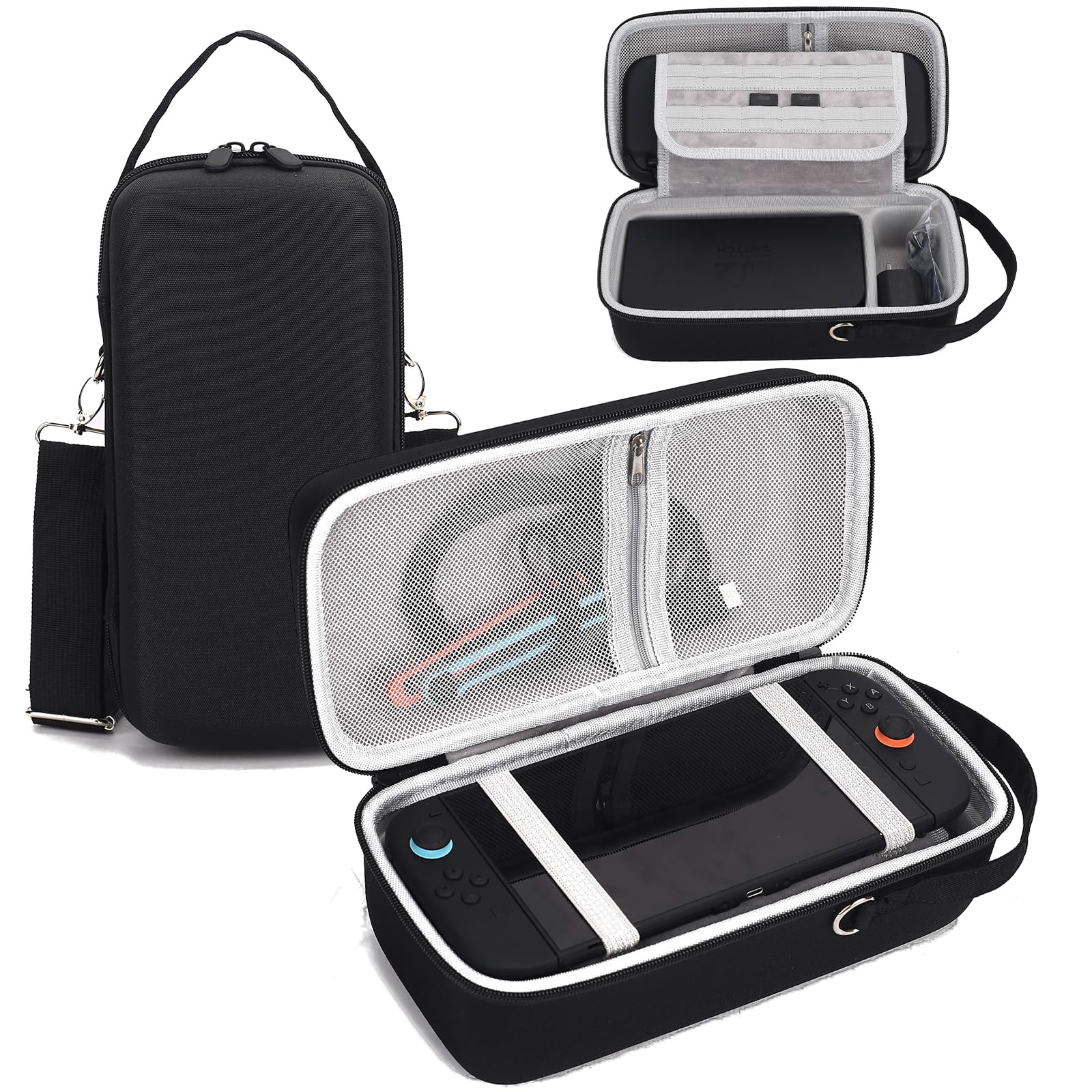 Dronside Travel Carrying Case for Nintendo Switch 2, Large Capacity Hard Shell Protective Case with Removable Strap Fits for Switch 2 Console, AC Charger Adapter and Switch 2 Dock Accessories