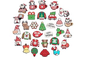 Maverileisure 20,30,50 pcs Christmas Shoe Charms for Wristband Bracelet Decoration Snowman Santa Claus Pins Accessories for Women Men Kids Adult Birthday Letter Christmas Party Favor Gifts