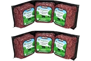 Kirkland Signature Organic Ground Beef - 85% Lean and 15% Fat - Raised Without Antibiotics - No Added Growth Hormones - Ready Set Gourmet Donate a Meal Program - 2 Pack (64oz Each)