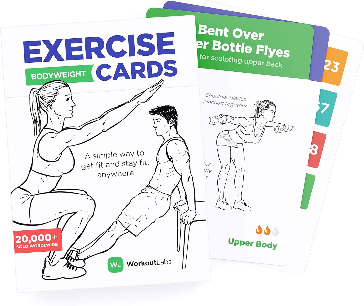 WorkoutLabs Exercise Cards: Bodyweight – Home Workout Cards Deck for Women and Men with 60 Exercises and 12 No Equipment Routines · Premium Plastic Fitness Cards