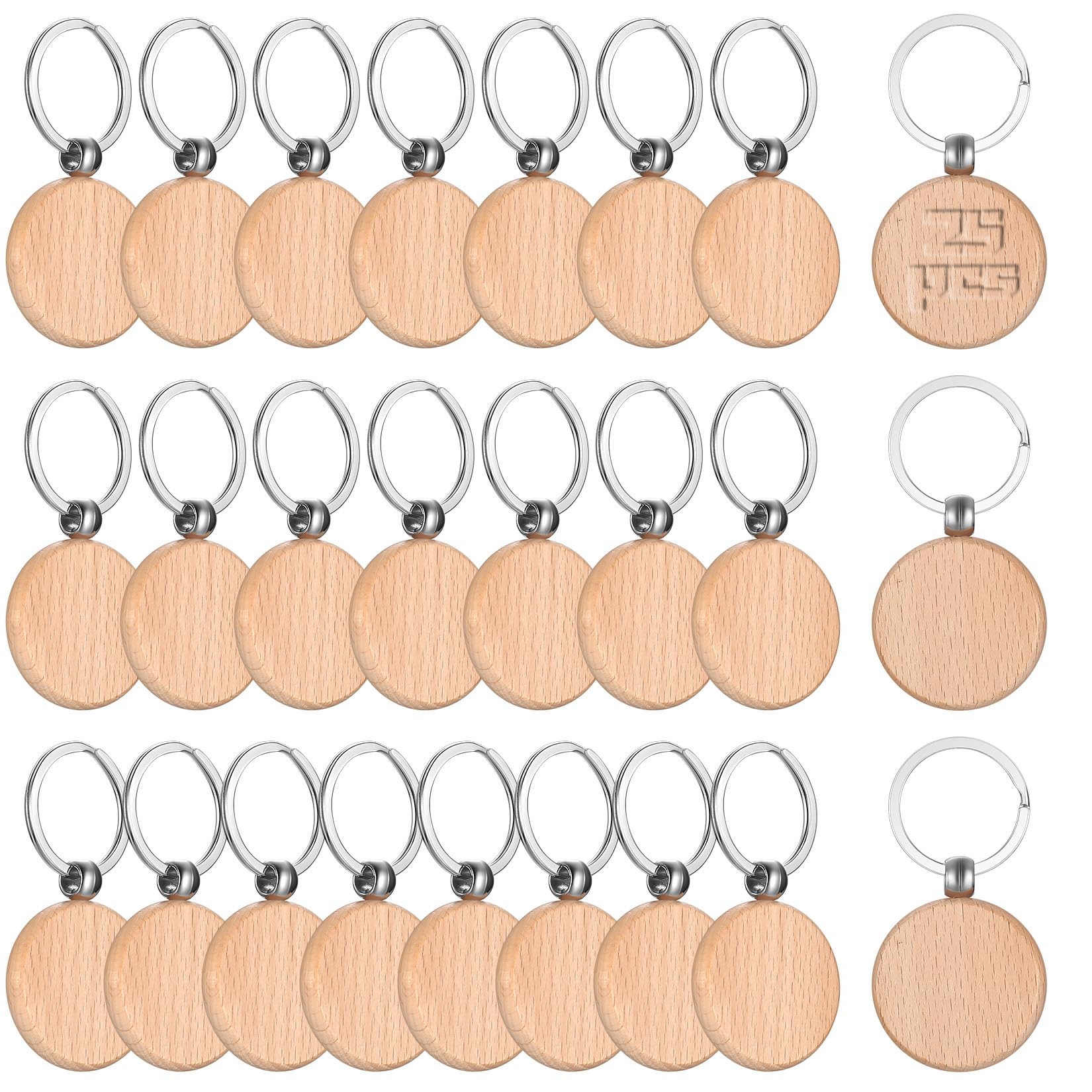 DAJMAIEZ 25 Pcs rectangle Wooden Keyring Blanks, Wooden Key Ring Blanks, Wood Keyring Blank Keychains, Key Chain DIY Personalized Keyrings Tag rectangle for DIY Crafts Pyrography