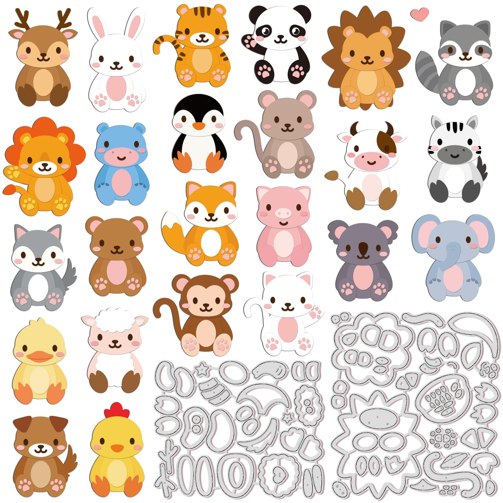 INFUNLY DIY Animal Cutting Dies Set Metal Die Cuts for Card Making Little Animal Embossing for Scrapbooking Christmas Instruction Included — image 1