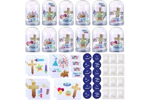 Yuntau 12 Sets Religious New Year's Snow Globe Craft Kits Shine for Jesus in The New Year DIY Plastic Glitter Snow Globe Kit for Kids Sunday School Party Supplies