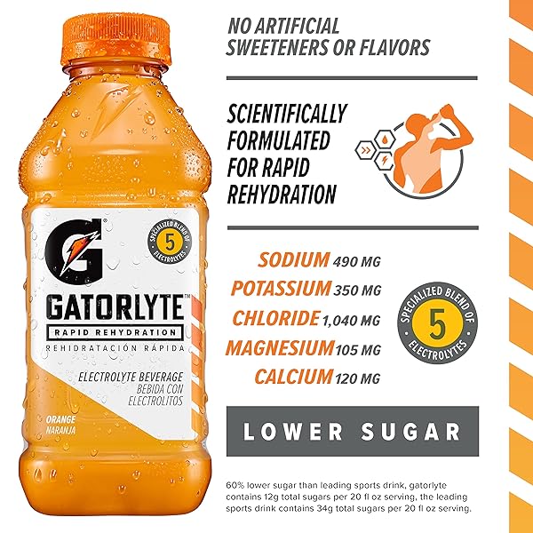 GATORLYTE RAPID REHYDRATION ORANGE ELECTROLYTE BEVERAGE,20 FL OZ BOTTLE