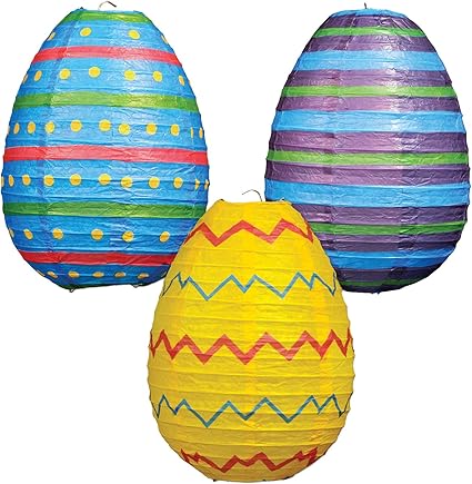 Amazon Com Beistle Easter Egg Paper Lanterns 10 Inch Multicolor