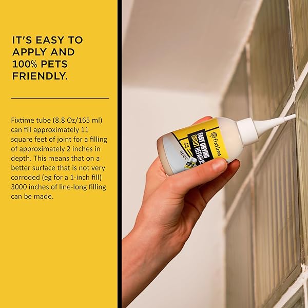 GROUT FILLER REPAIR KIT – CREAM BEIGE PREMIXED CRACK FILLER FOR FLOOR TILES – FAST DRYING GROUT SEALER WITH SPATULA – 8 OZ