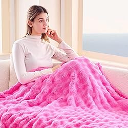 NEWCOSPLAY Twin Blanket for Couch Hot Pink Super