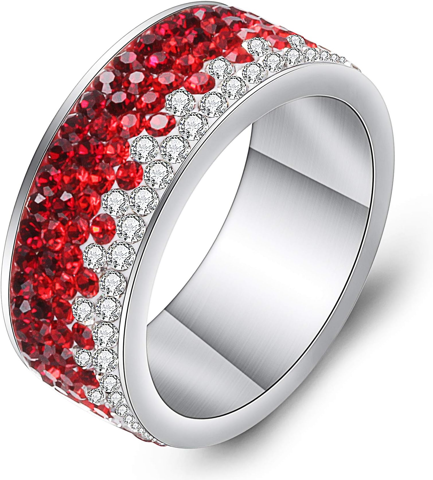 VQYSKO Cubic Zirconia Cz Eternity Engagement Wedding Band Ring, 18k Gold Plated Stackable Ladies Band Ring，3/4/5/8/12mm