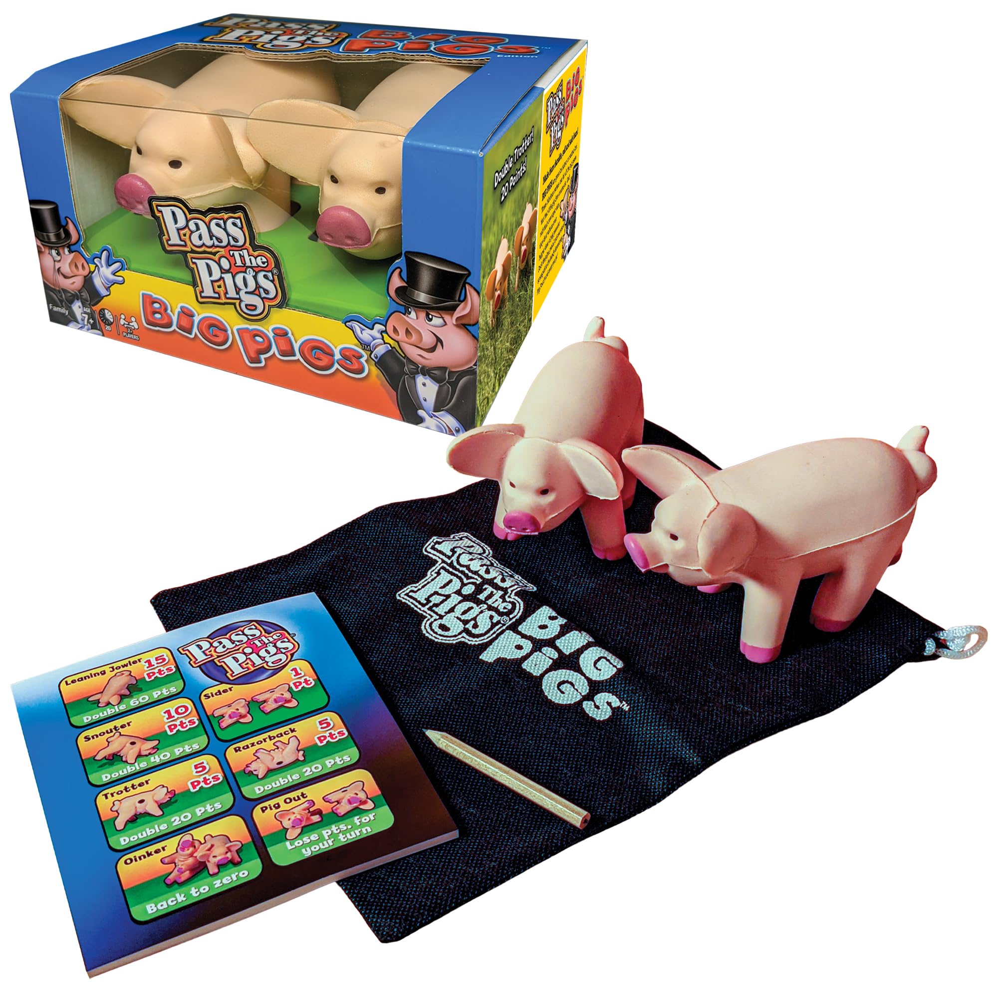 Photo 1 of Pass The Pigs Big Pigs by Winning Moves Games USA, Hysterical Pig-Dice Rolling Game with Oversized Foam Pigs for 2+ Players, Ages 8 +
