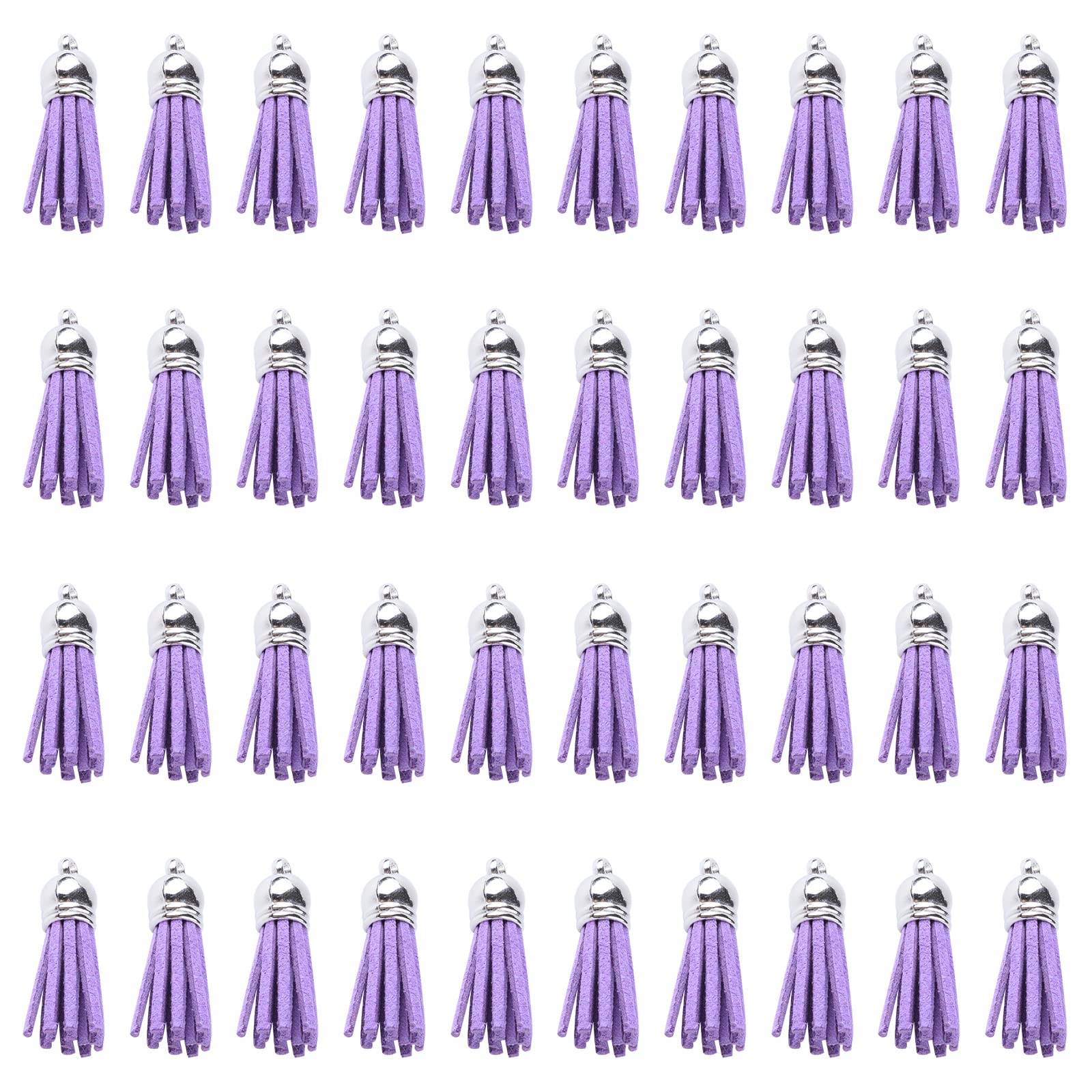 SUNNYCLUE 100 Pcs Leather Tassels Charms Bulk Faux Suede Tassel Pendant Key Chain Tassels Decoration with CCB Thin Plastic Cord for DIY Crafts Supplies Jewellery Making