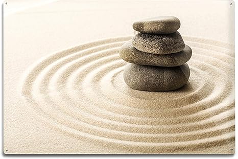 Amazon Com Lantern Press Stacked Zen Stones In Sand Photography A 6x9 Aluminum Wall Sign Wall Decor Ready To Hang Wall Art